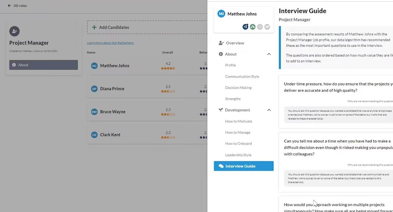 Using Thomas Perform – the Interview Guide 